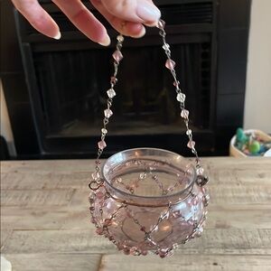 Purple Beaded Candle Holder